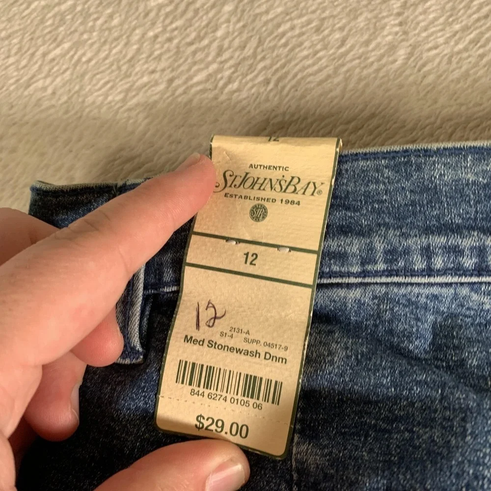 Vintage St Johns Bay Jeans Womens 12 Blue Stonewash High Rise Straight 30x31 NEW